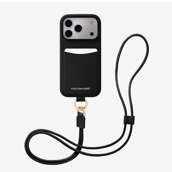 Maison de Sabré Black Leather Sling Phone Case iPhone 17 Pro
